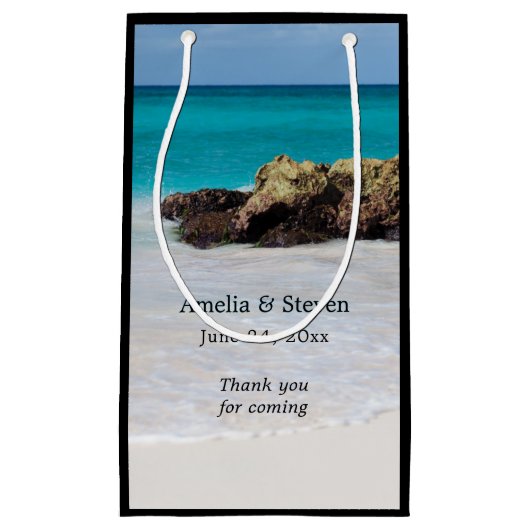 Azure Ocean Sandy Beach Foto Wedding Kleine Geschenktüte (Vorderseite)