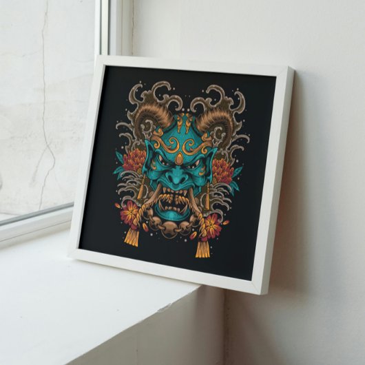 Azure Oni Mask Poster