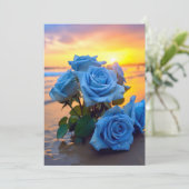 Azure Romance: Sunset Rose Hochzeit Invita Einladung (Stehend Vorderseite)