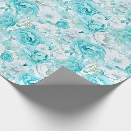 Azure Rose Bouquet: WasserfarbenWedding Geschenkpapier (Ecke)