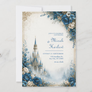 Azure Rose Mist Schloss Hochzeit Einladung