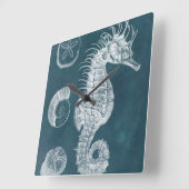Azure Seahorse Study I Quadratische Wanduhr (Winkel)