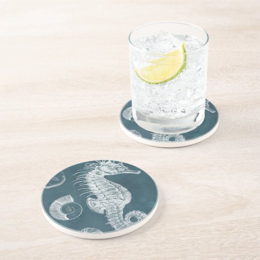 Azure-Seepferd-Studie I Sandstein Untersetzer (Seite)