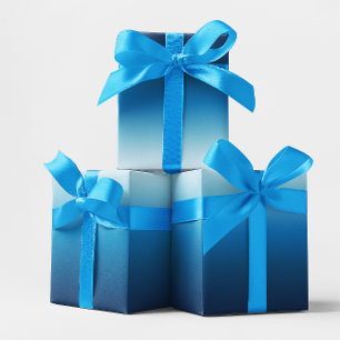 Azure Sky bis Ocean Blue Ombre Geschenkpapier Set
