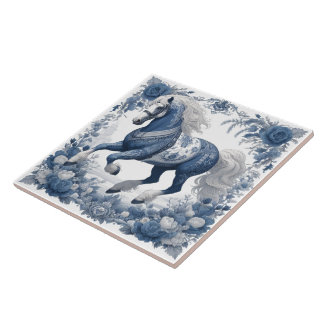 Azure Steed: Blumen Majesty Tile Fliese