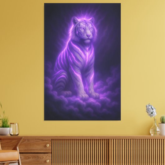 Azure Thunder White Tiger – Skyborn Majesty Leinwanddruck (Insitu (Wohnzimmer))