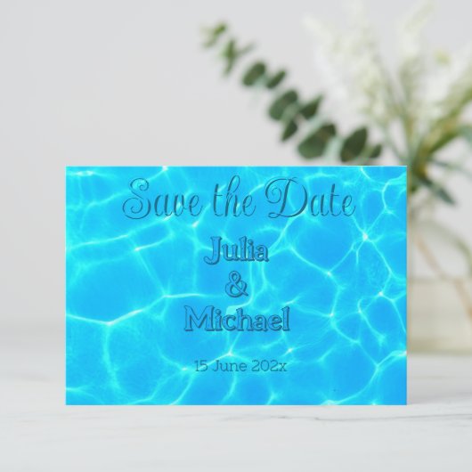 Azure Türkise Bleu Water Reflection Minimalismus Save The Date (Stehend Vorderseite)