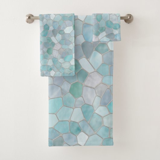 Azure Verdigris Mosaic Badhandtuch Set (Insitu)