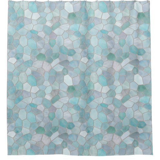 Azure Verdigris Mosaic Duschvorhang (Vorderseite)