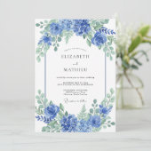Azure Vivid Hydrangea Spring Wedding Einladung (Stehend Vorderseite)