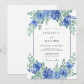 Azure Vivid Hydrangea Spring Wedding Einladung (Vorne/Hinten)
