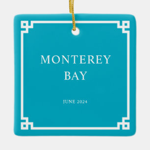 Azure White Greece Key Border Family Vacation Foto Keramikornament