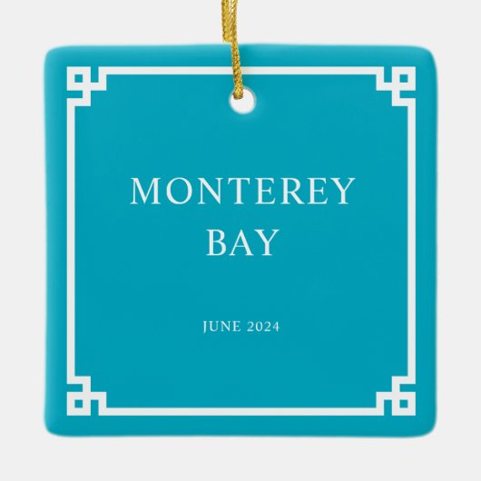 Azure White Greece Key Border Family Vacation Foto Keramikornament (Vorderseite)