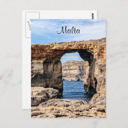 Azure Window in Malta Postkarte (Vorne/Hinten)