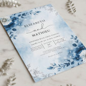 Azure Winter Branch Romance Wedding Einladung