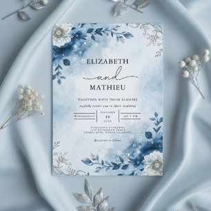Azure Winter Branch Romance Wedding Einladung
