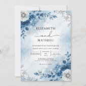 Azure Winter Branch Romance Wedding Einladung (Vorderseite)