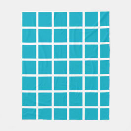 Azurfarbenes Quadratmuster mit weißen Rändern Fleecedecke