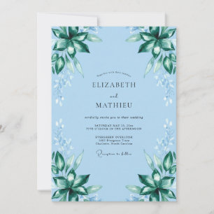 Azurgrüne Smaragd-Laub-Eukalyptus-Hochzeit Einladung