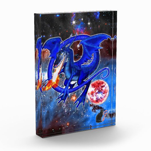Azurit Kosmischer Drache Acrylblock Fotoblock (Links)