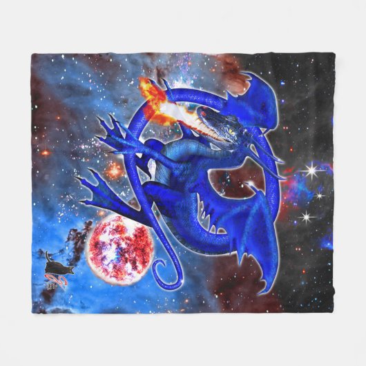 Azurite Cosmic Dragon Fleecedecke (Vorderseite (Horizontal))