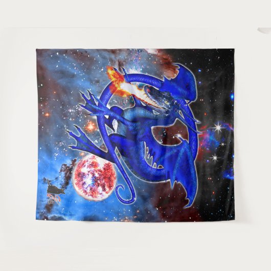 Azurite Cosmic Dragon Wandteppich (Vorderseite (Horizontal))