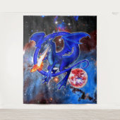 Azurite Cosmic Dragon Wandteppich (Vorderseite)