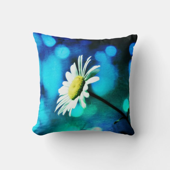 Azurite Malachite Daisy Throw Pillow Kissen (Vorderseite)