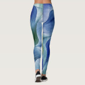 Azurite Malachite Flaming Fraktal Blume Leggings (Rückseite)