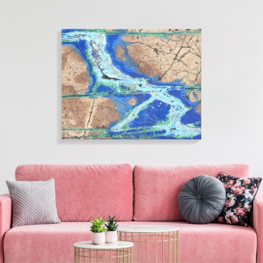 Azurite Malachite Stone auf Wrapped Canvas Leinwanddruck (Insitu (Wohnzimmer))