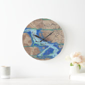 Azurite Malachite Stone Wall Clock Große Wanduhr (Zuhause)