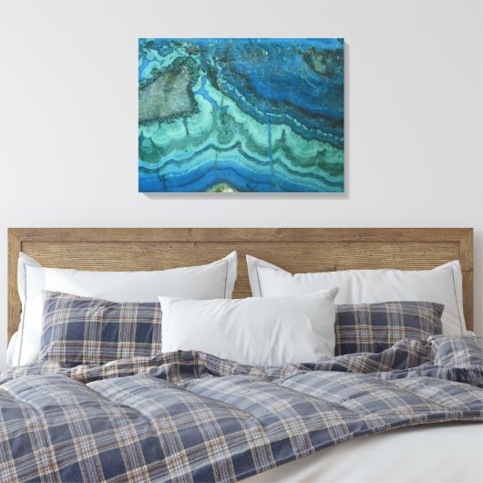 Azurite Malachite Wrapped Canvas Print Leinwanddruck (Insitu (Schlafzimmer))