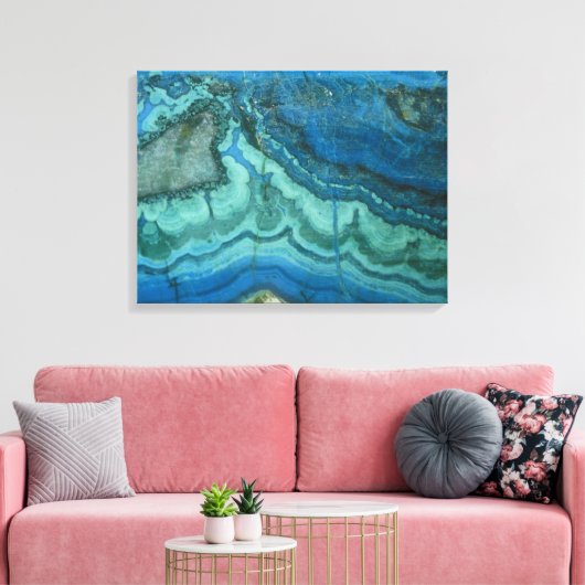 Azurite Malachite Wrapped Canvas Print Leinwanddruck (Insitu (Wohnzimmer))