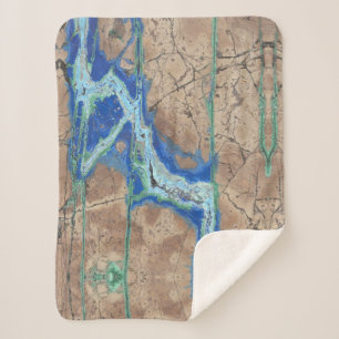 Azurite Stone Beige und Türkis Sherpadecke