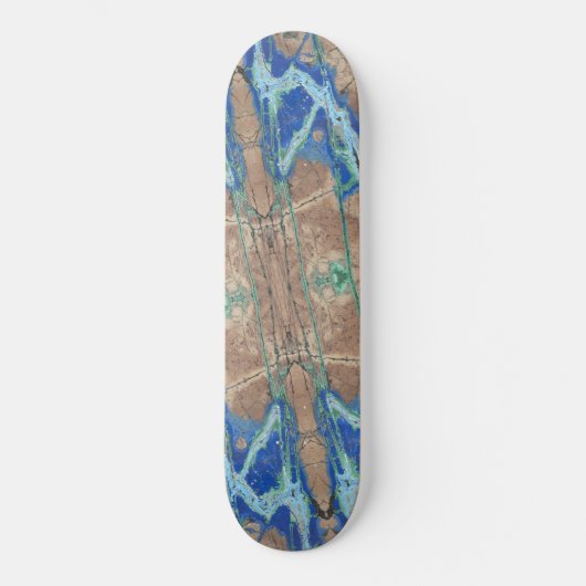 Azurite Stone Beige und Türkis Skateboard (Vorderseite)