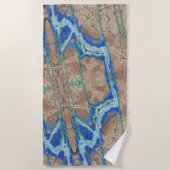 Azurite Stone Beige und Türkis Strandtuch (Vorderseite)