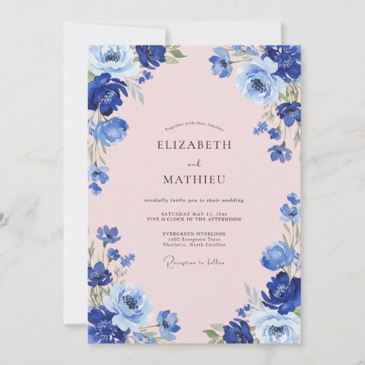 Azurrote Anemonenhochzeit Einladung (Vorderseite)