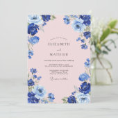 Azurrote Anemonenhochzeit Einladung (Stehend Vorderseite)