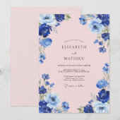 Azurrote Anemonenhochzeit Einladung (Vorne/Hinten)
