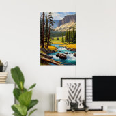 Azurstrom inmitten eines grünen Tals Poster (Heimbüro)