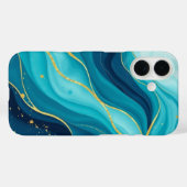 Azurwassertiefe mit goldenen Venen Case-Mate iPhone Hülle (Rückseite (Horizontal))