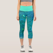 Azurzellen, heller Cyan Capri Leggings (Vorderseite)