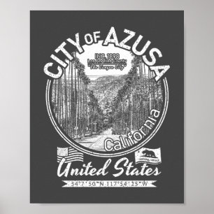 AZUSA KALIFORNIEN VINTAG - STADT AZUSA CA POSTER