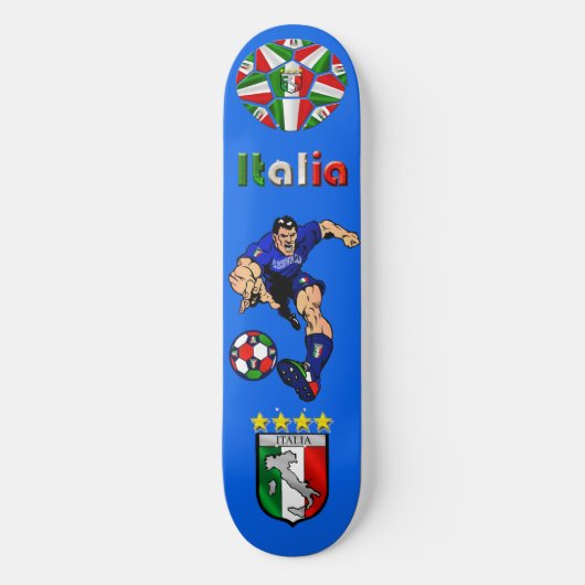Azzurri Man Italienisches Fußballgeschenk Ideen Skateboard (Vorderseite)
