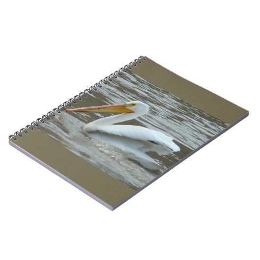 B14 White Pelican on Muddy River Notizblock (Linke Seite)