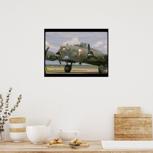 B17 Closeup, Front Verlassen_WWII-Flugzeug Poster (Küche)