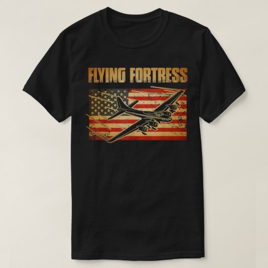 B17 Flying Fortress American Flag Patriot  T-Shirt (Design vorne)