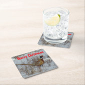 B23 Ring Necked Pheasant in Snow Coaster Rechteckiger Pappuntersetzer (Vor Ort)