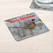 B23 Ring Necked Pheasant in Snow Coaster Rechteckiger Pappuntersetzer (angewinkelt)