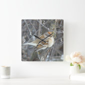 B24 Gemeiner Sparrow Quadratische Wanduhr (Zuhause)